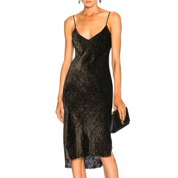 $895 NWT Nili Lotan Short Cami Gold Metallic Dress - Picture 4 of 7